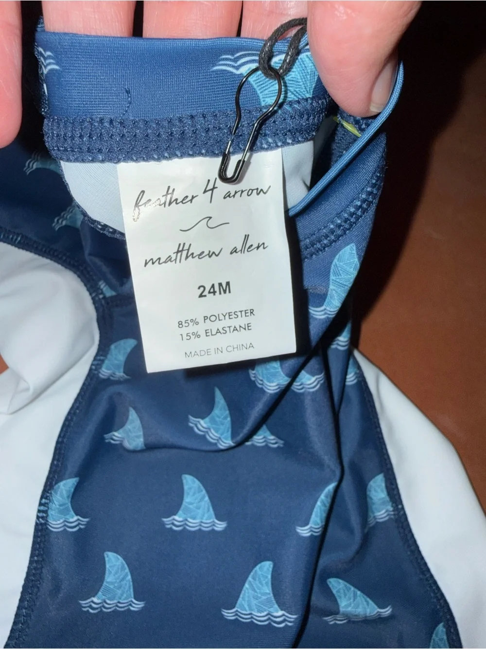 Kids‎ Navy Blue Shark-Print Short Sleeve Rashguard Swimsuit